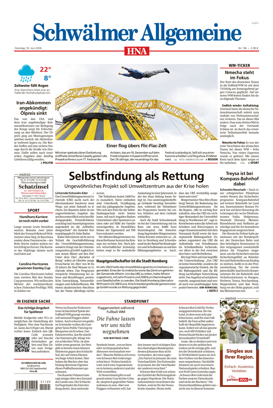 Schwälmer Allgemeine vom Dienstag, 16.06.2026