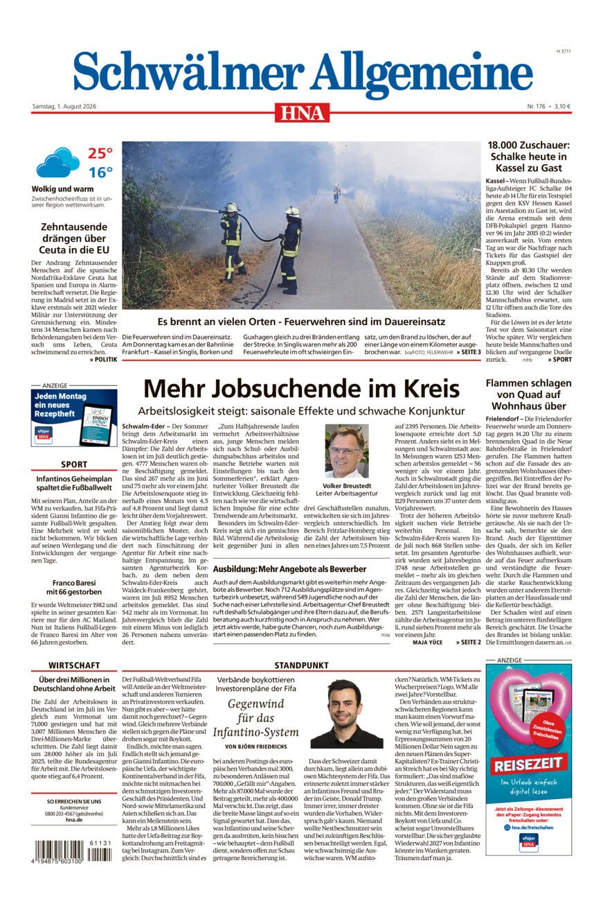 Schwälmer Allgemeine vom Samstag, 01.08.2026