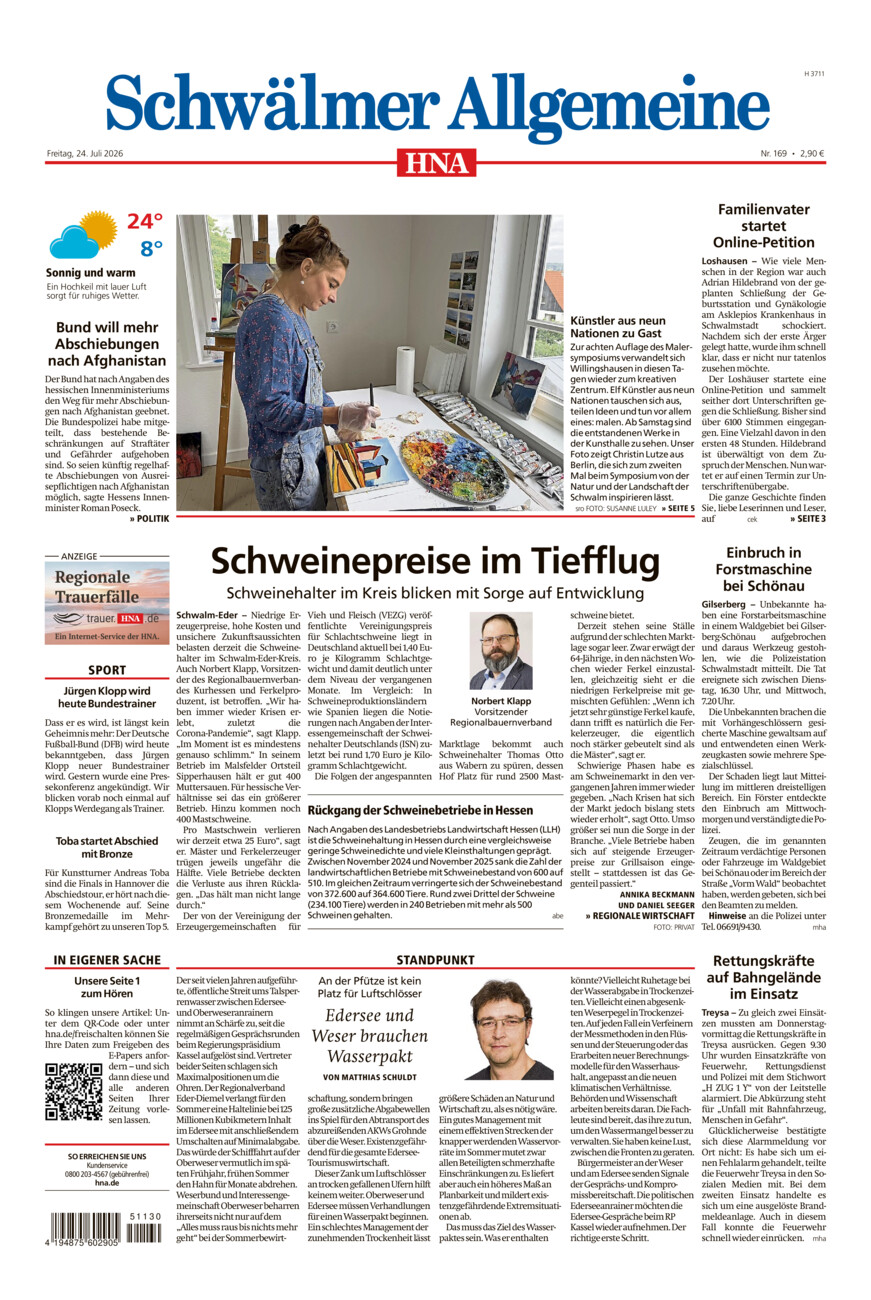 Schwälmer Allgemeine vom Freitag, 24.07.2026