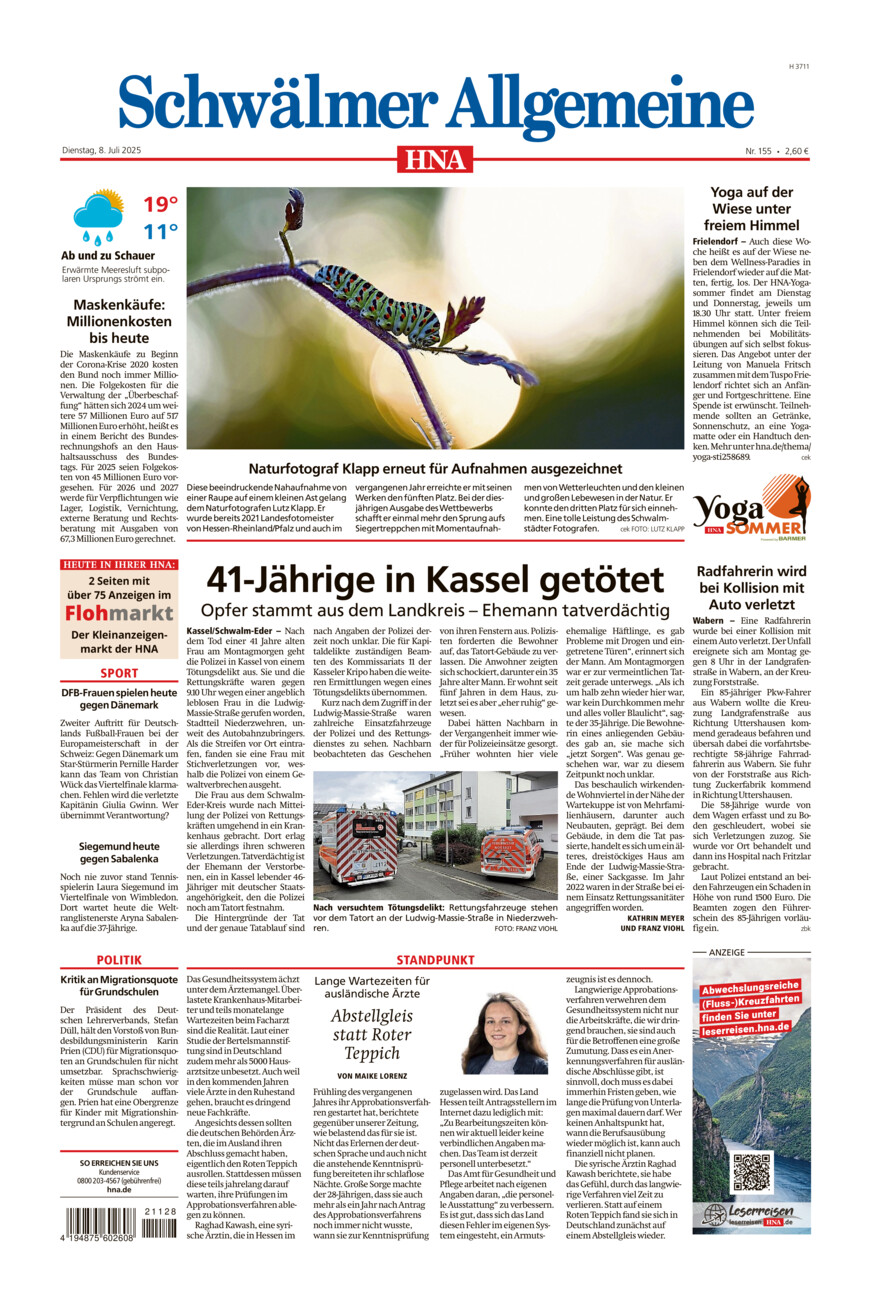 Schwälmer Allgemeine vom Dienstag, 08.07.2025