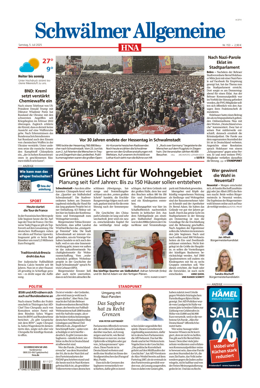 Schwälmer Allgemeine vom Samstag, 05.07.2025