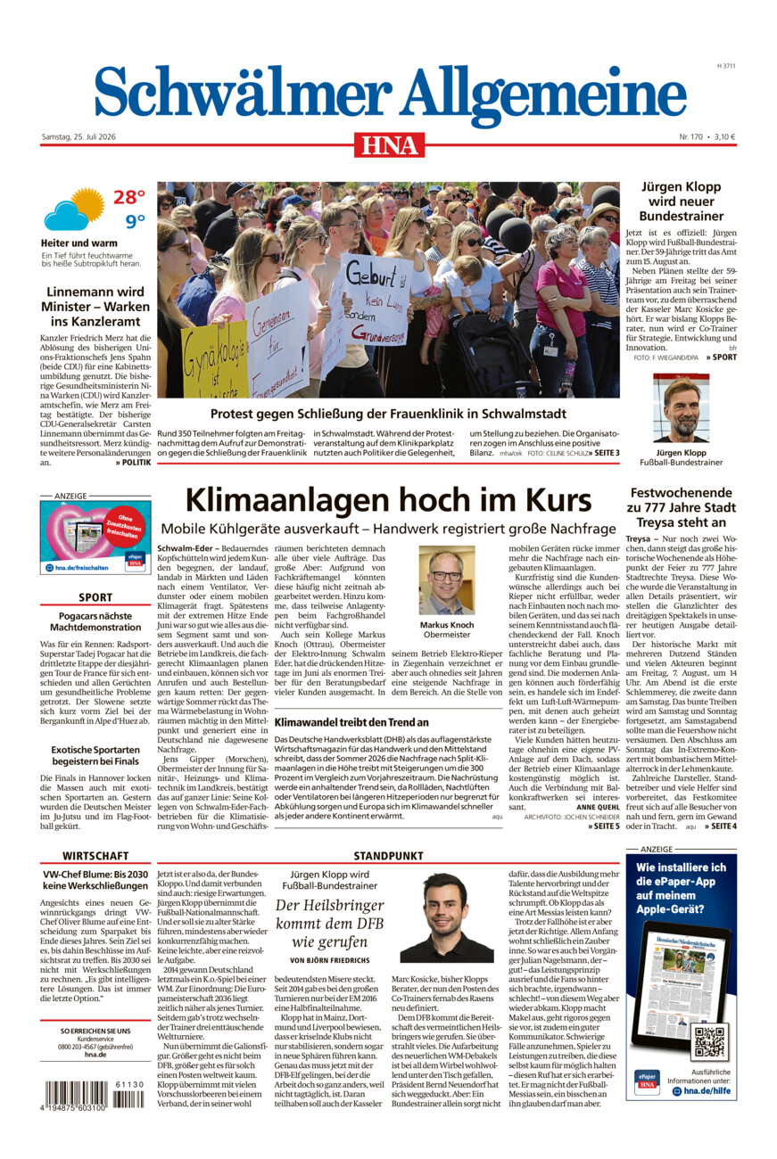 Schwälmer Allgemeine vom Samstag, 25.07.2026