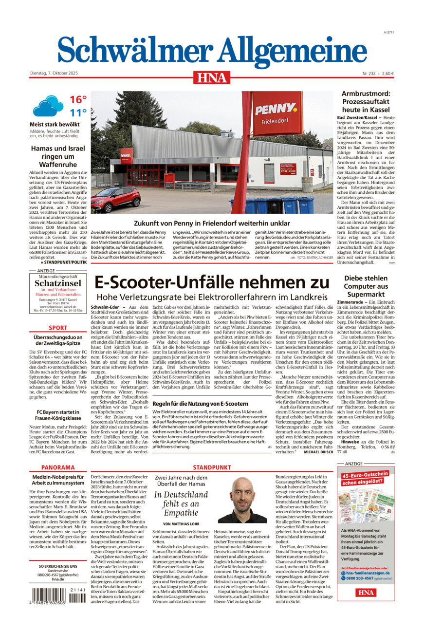 Schwälmer Allgemeine vom Dienstag, 07.10.2025