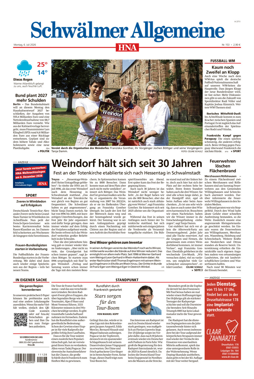 Schwälmer Allgemeine vom Montag, 06.07.2026
