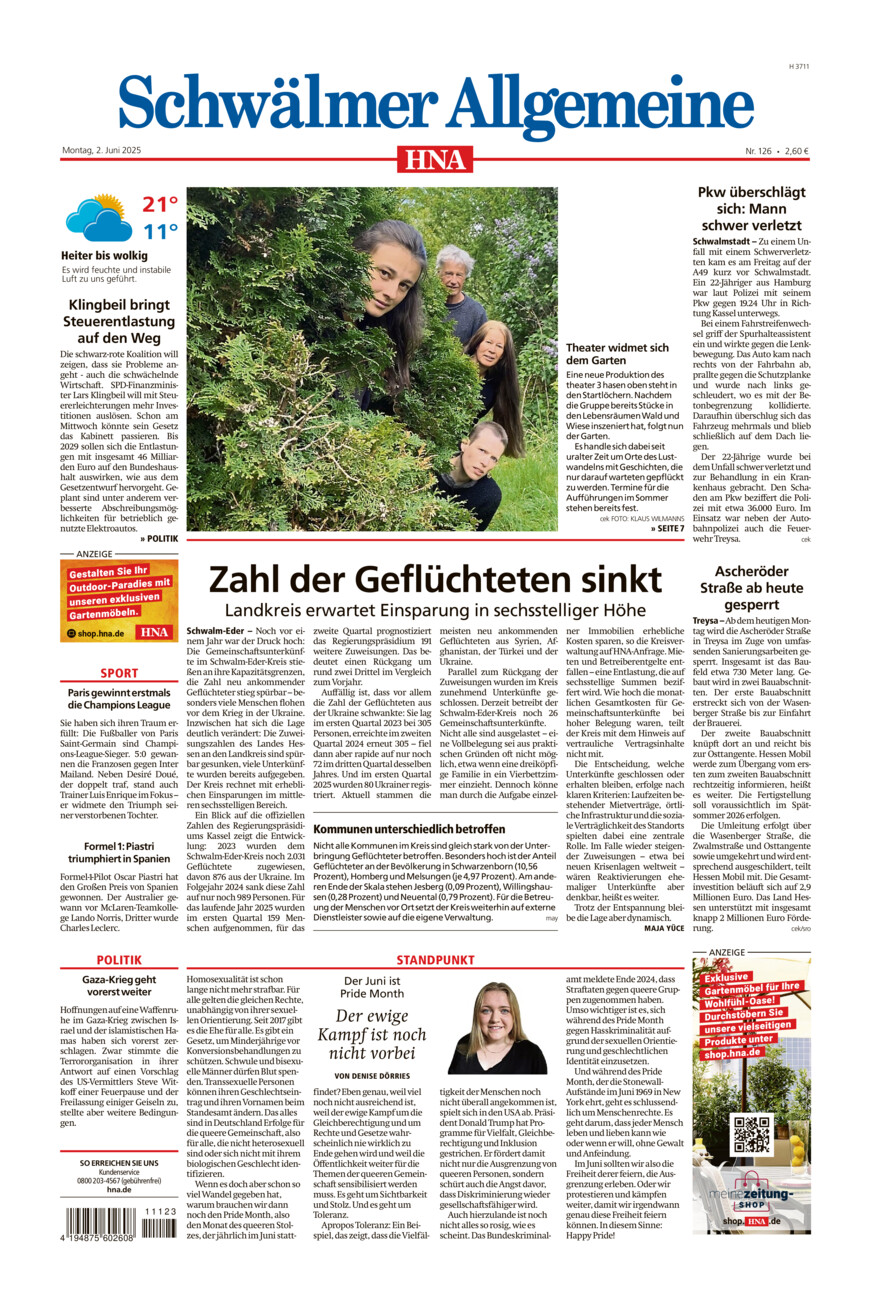 Schwälmer Allgemeine vom Montag, 02.06.2025