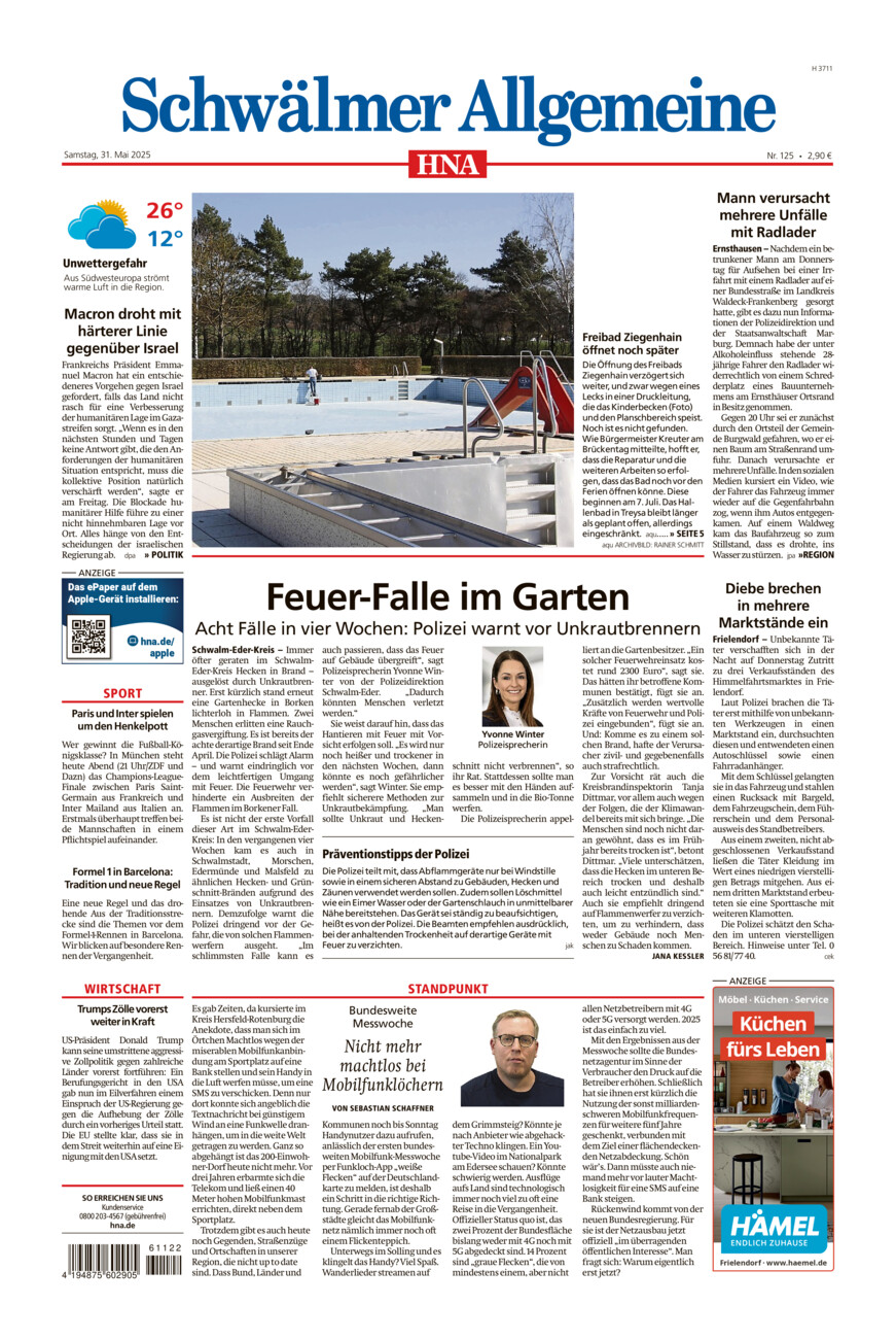 Schwälmer Allgemeine vom Samstag, 31.05.2025