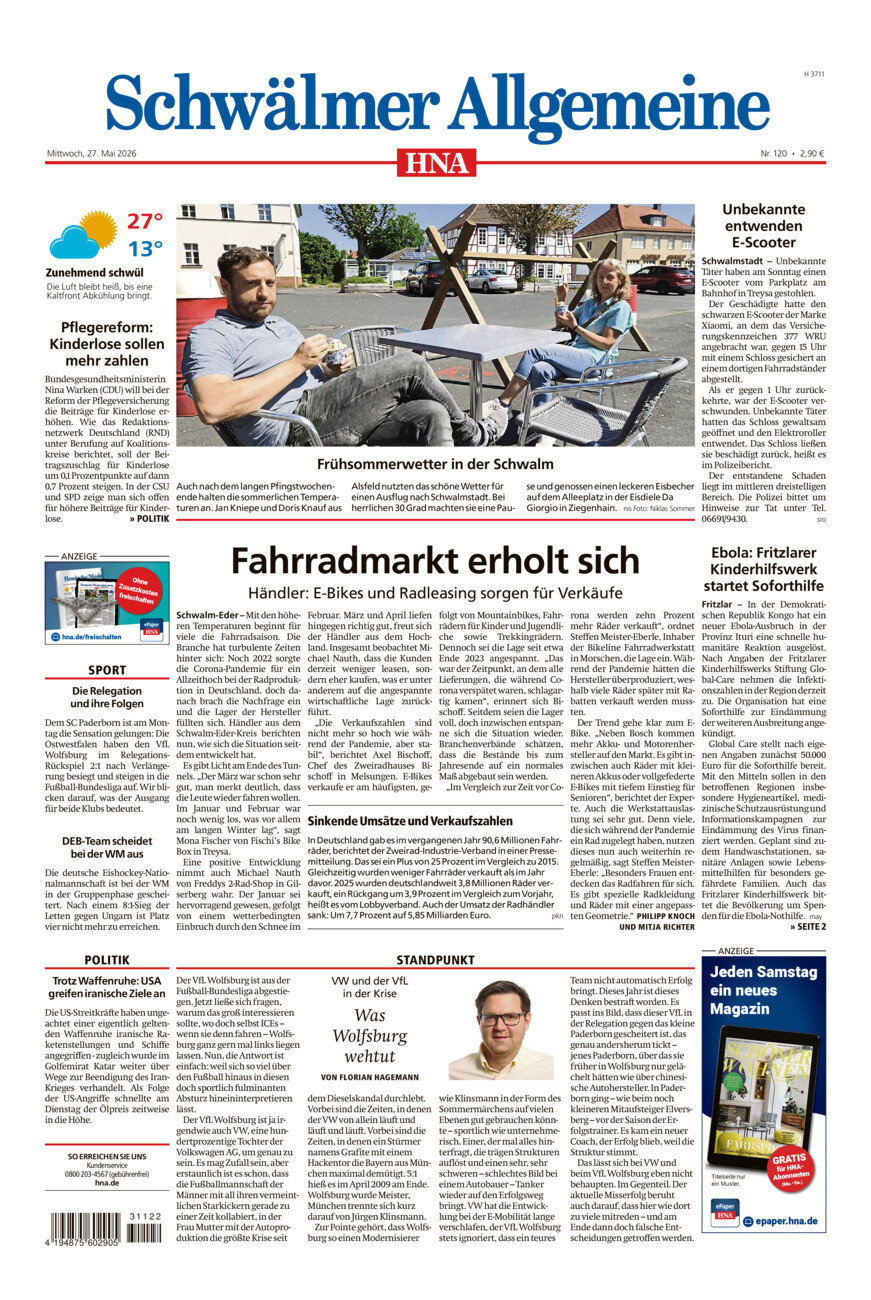 Schwälmer Allgemeine vom Mittwoch, 27.05.2026