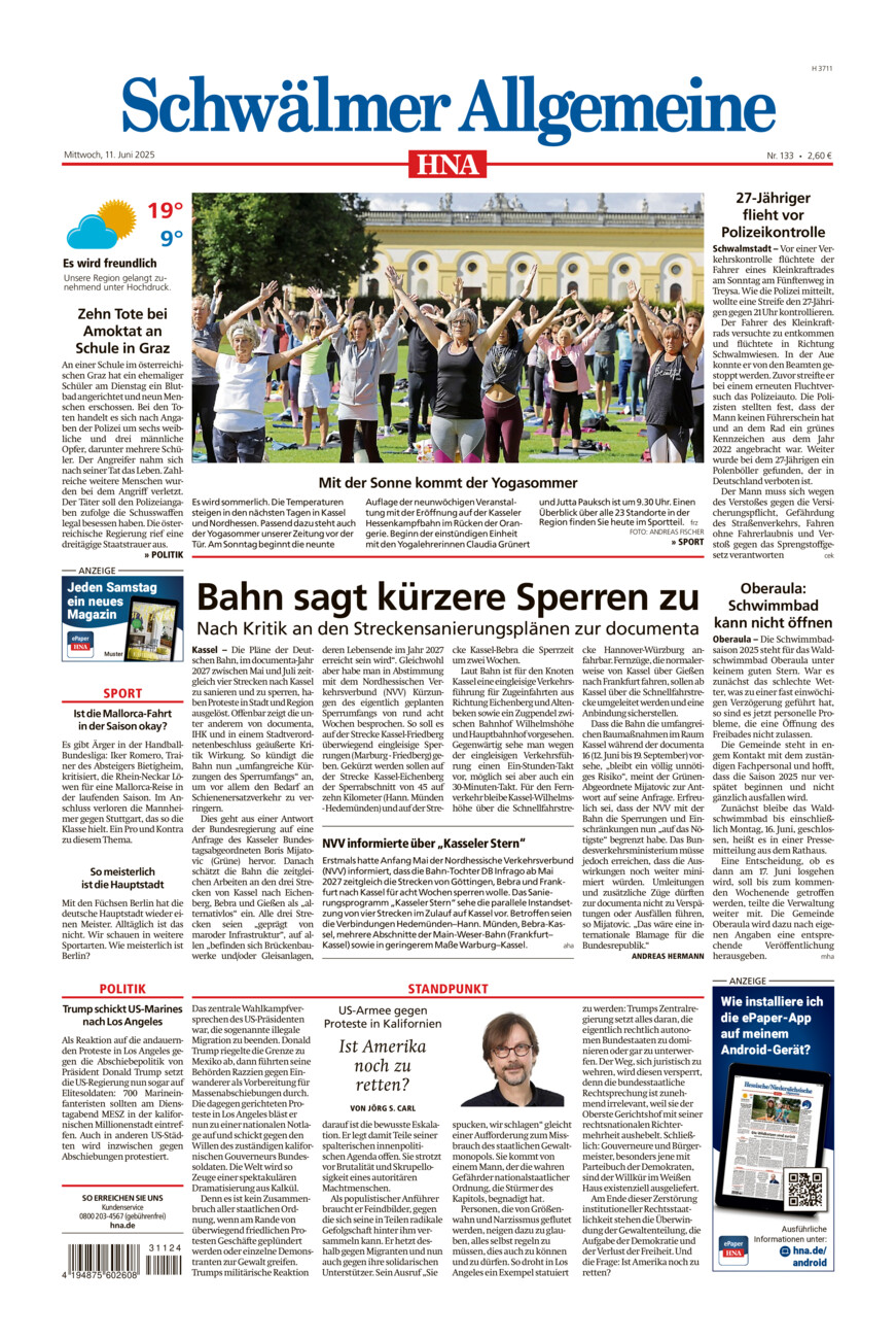 Schwälmer Allgemeine vom Mittwoch, 11.06.2025