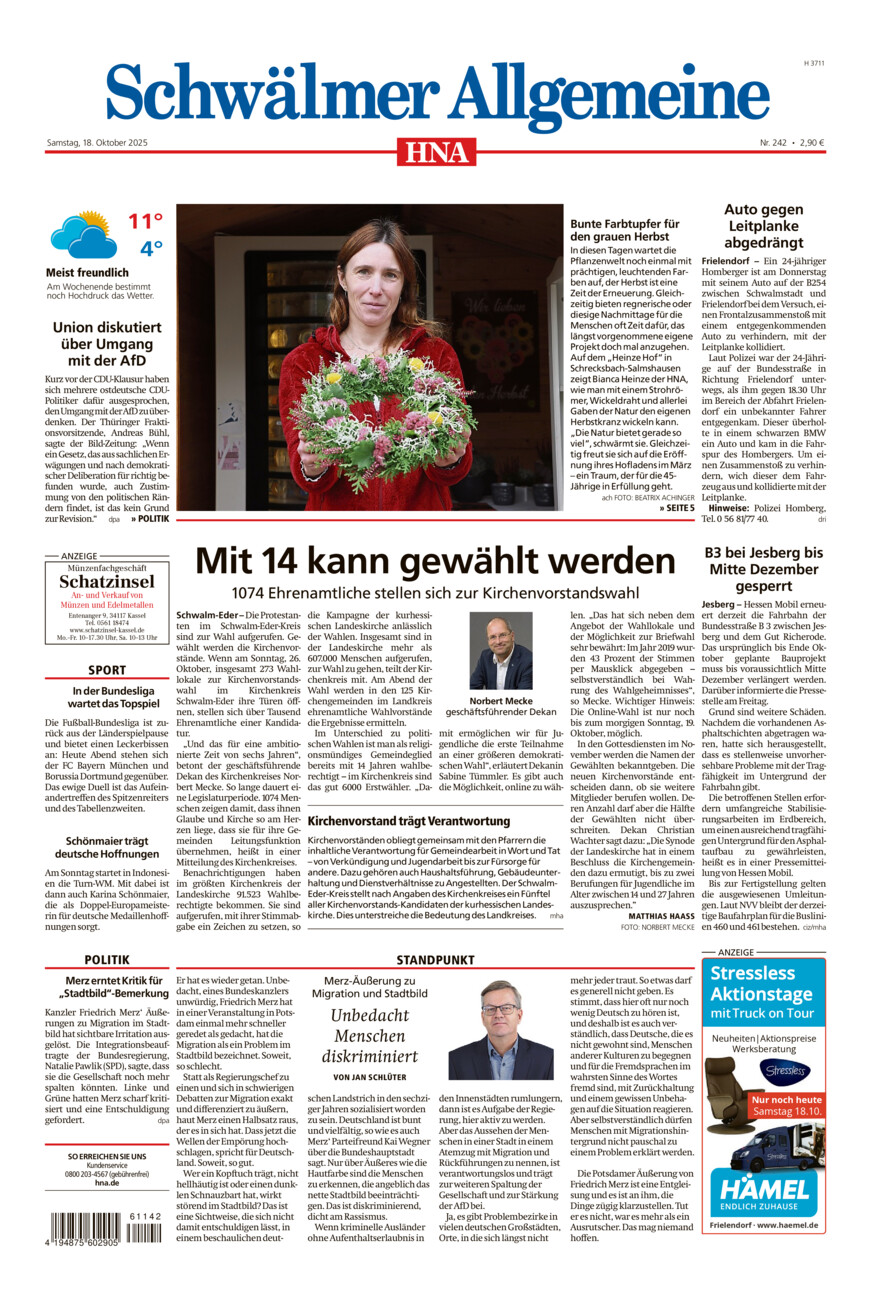 Schwälmer Allgemeine vom Samstag, 18.10.2025
