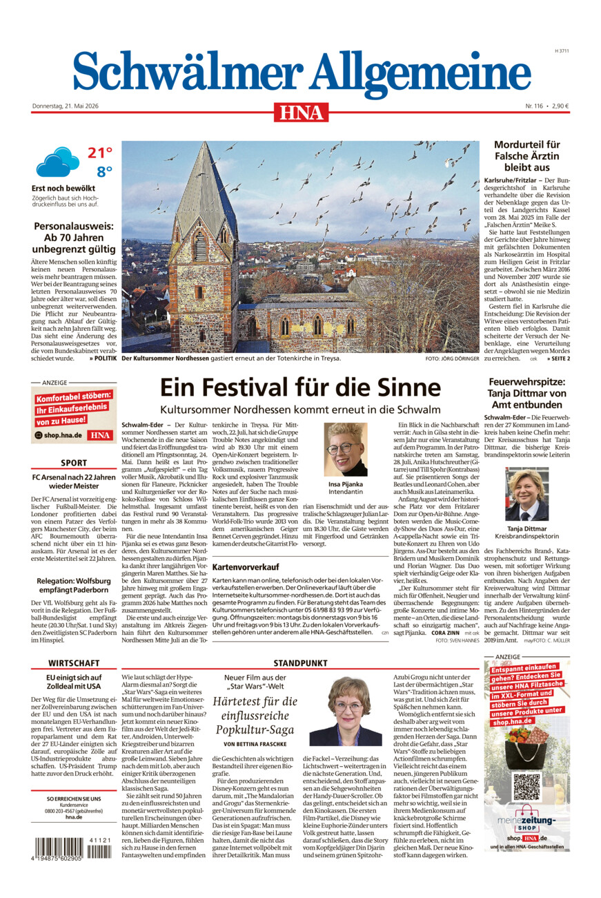 Schwälmer Allgemeine vom Donnerstag, 21.05.2026