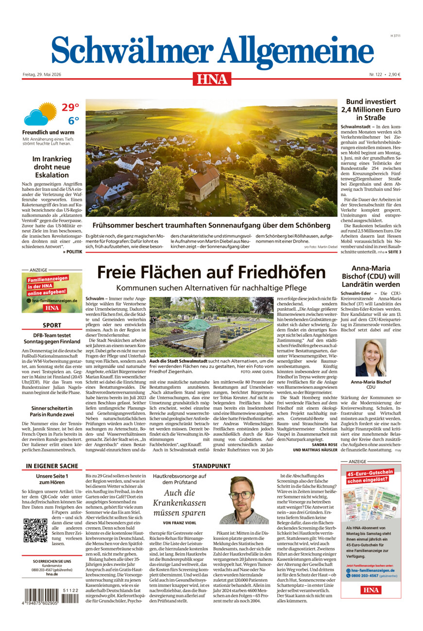 Schwälmer Allgemeine vom Freitag, 29.05.2026