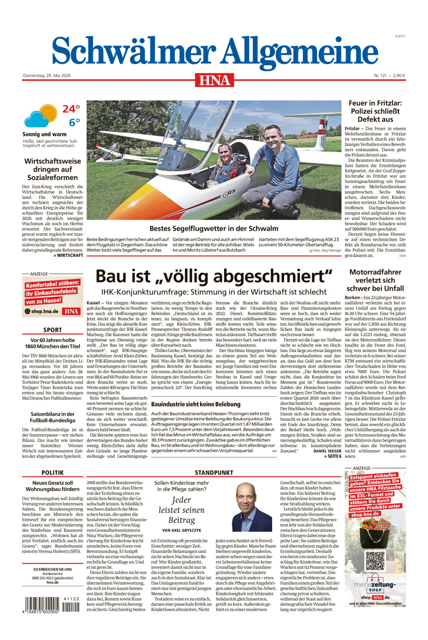 Schwälmer Allgemeine vom Donnerstag, 28.05.2026