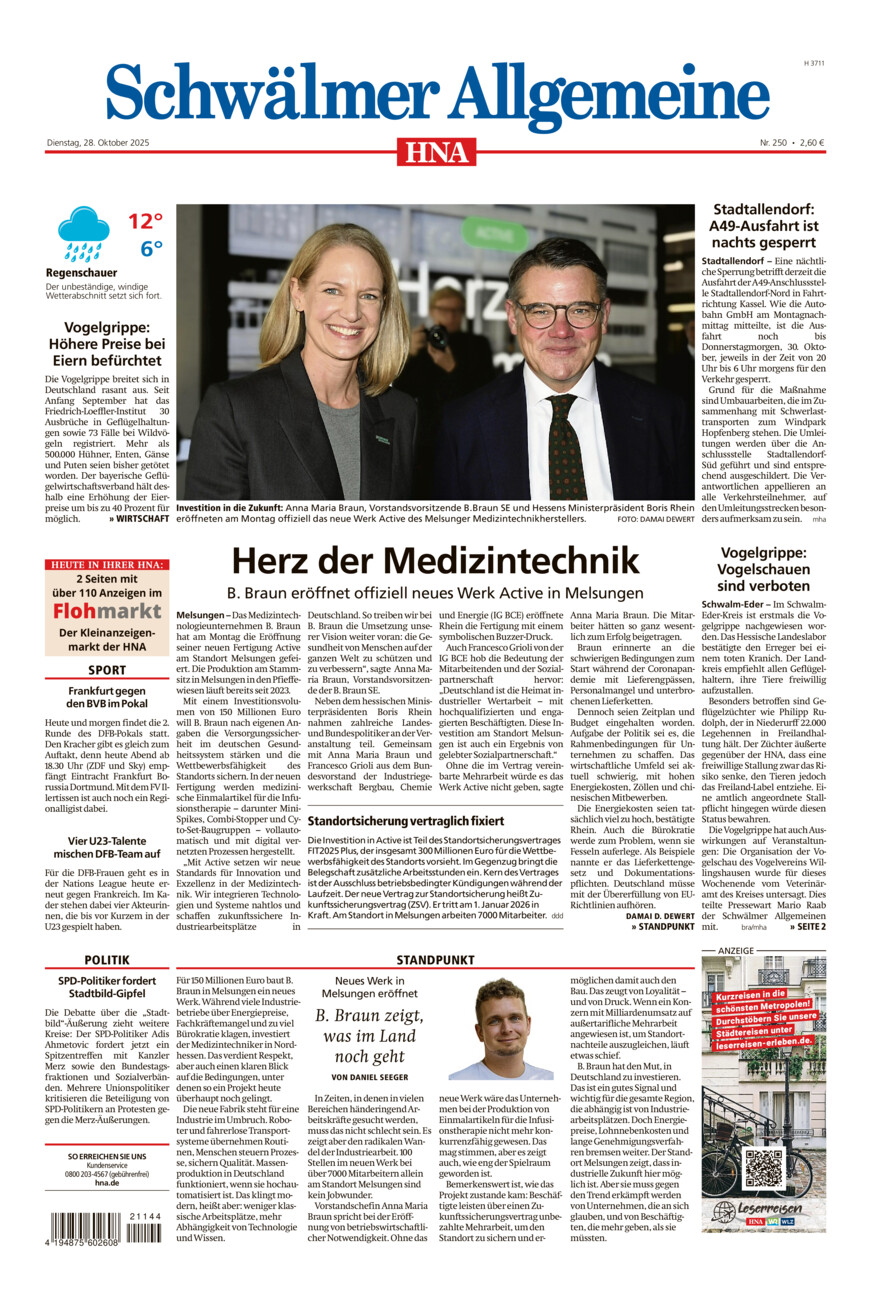 Schwälmer Allgemeine vom Dienstag, 28.10.2025