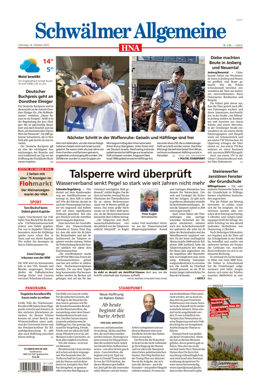 Schwälmer Allgemeine vom Dienstag, 14.10.2025