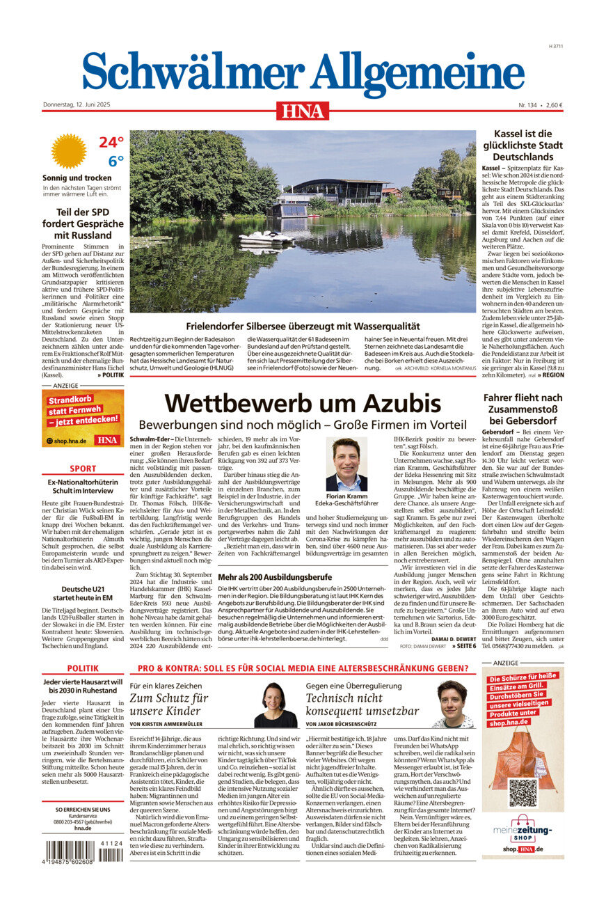 Schwälmer Allgemeine vom Donnerstag, 12.06.2025