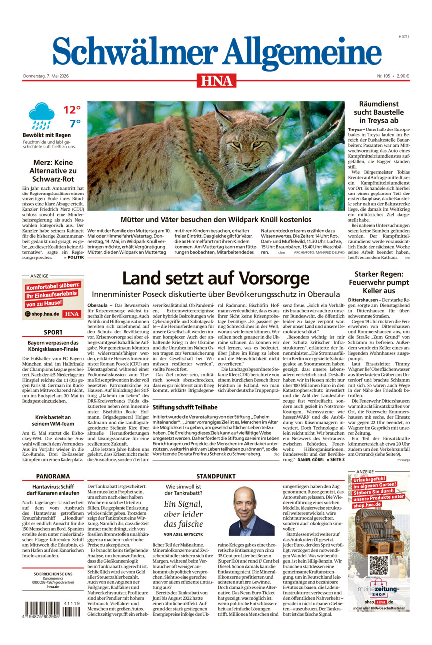 Schwälmer Allgemeine vom Donnerstag, 07.05.2026