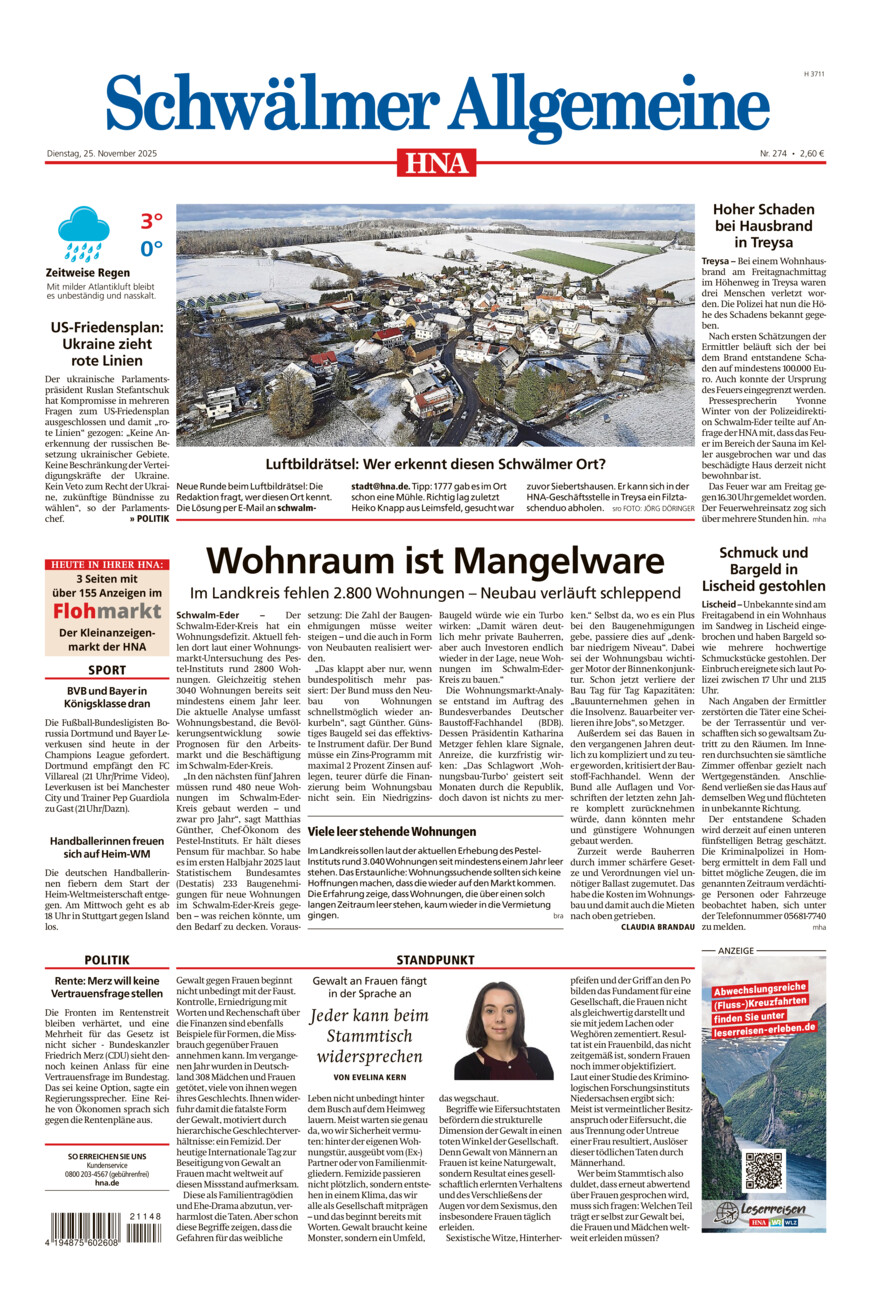 Schwälmer Allgemeine vom Dienstag, 25.11.2025