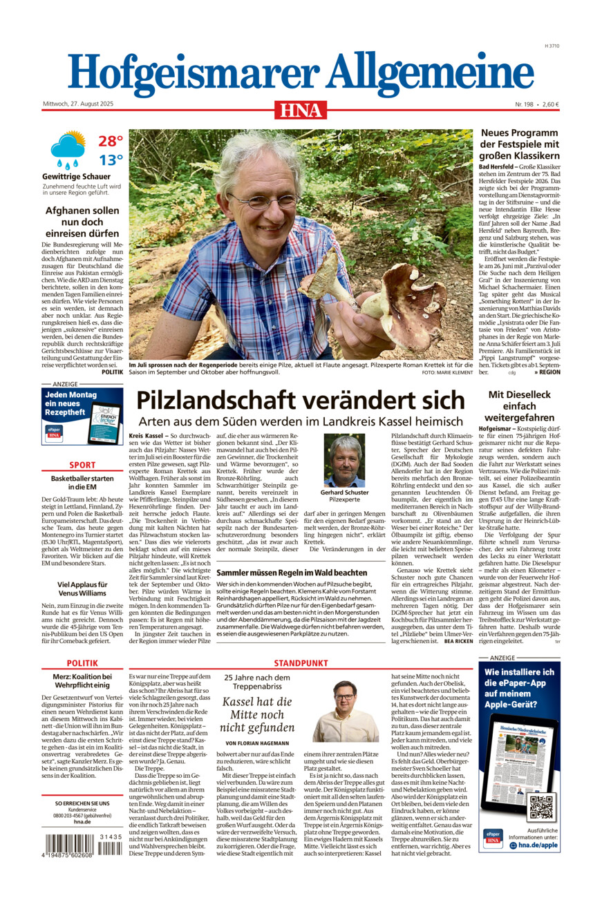 Hofgeismarer Allgemeine vom Mittwoch, 27.08.2025