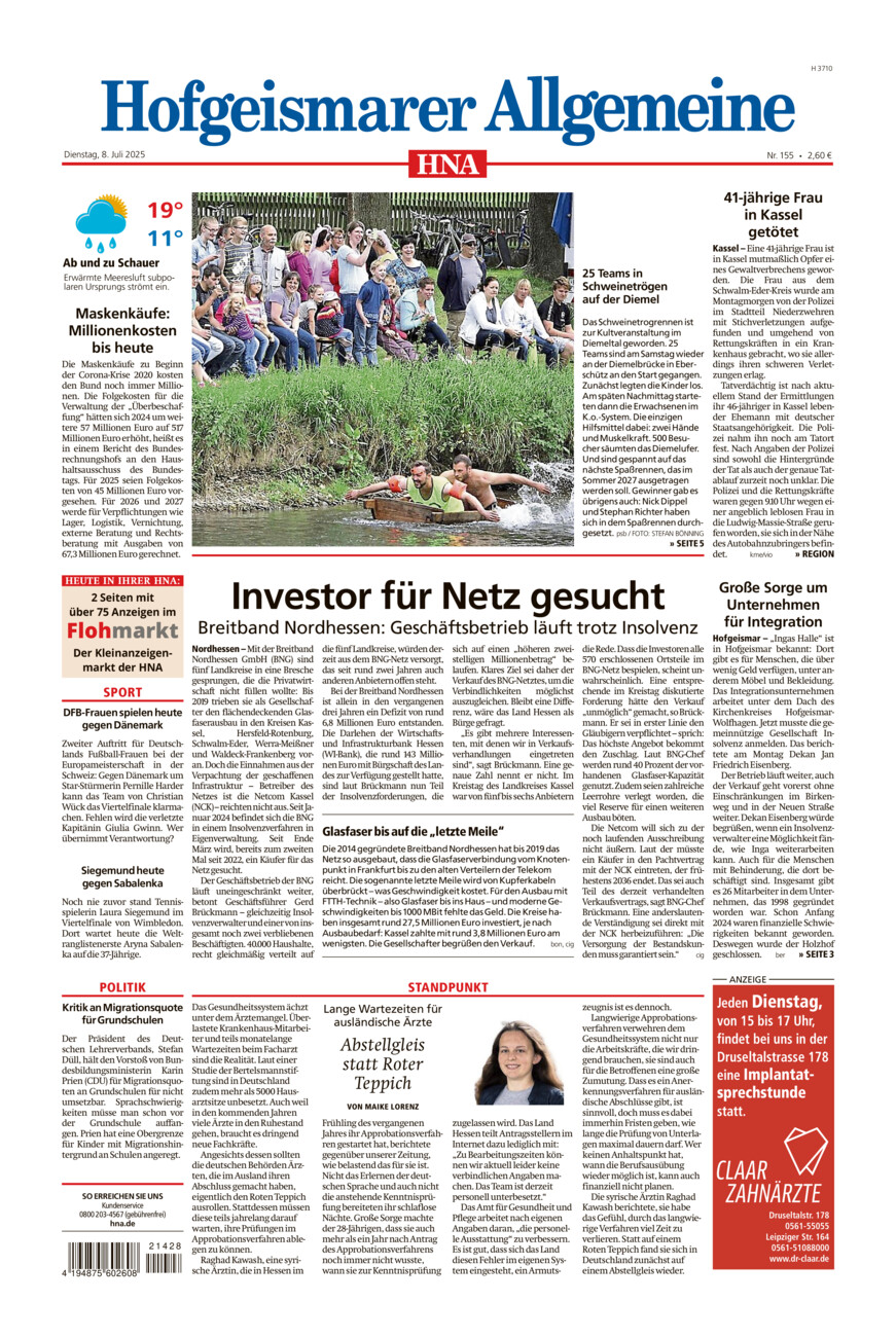 Hofgeismarer Allgemeine vom Dienstag, 08.07.2025