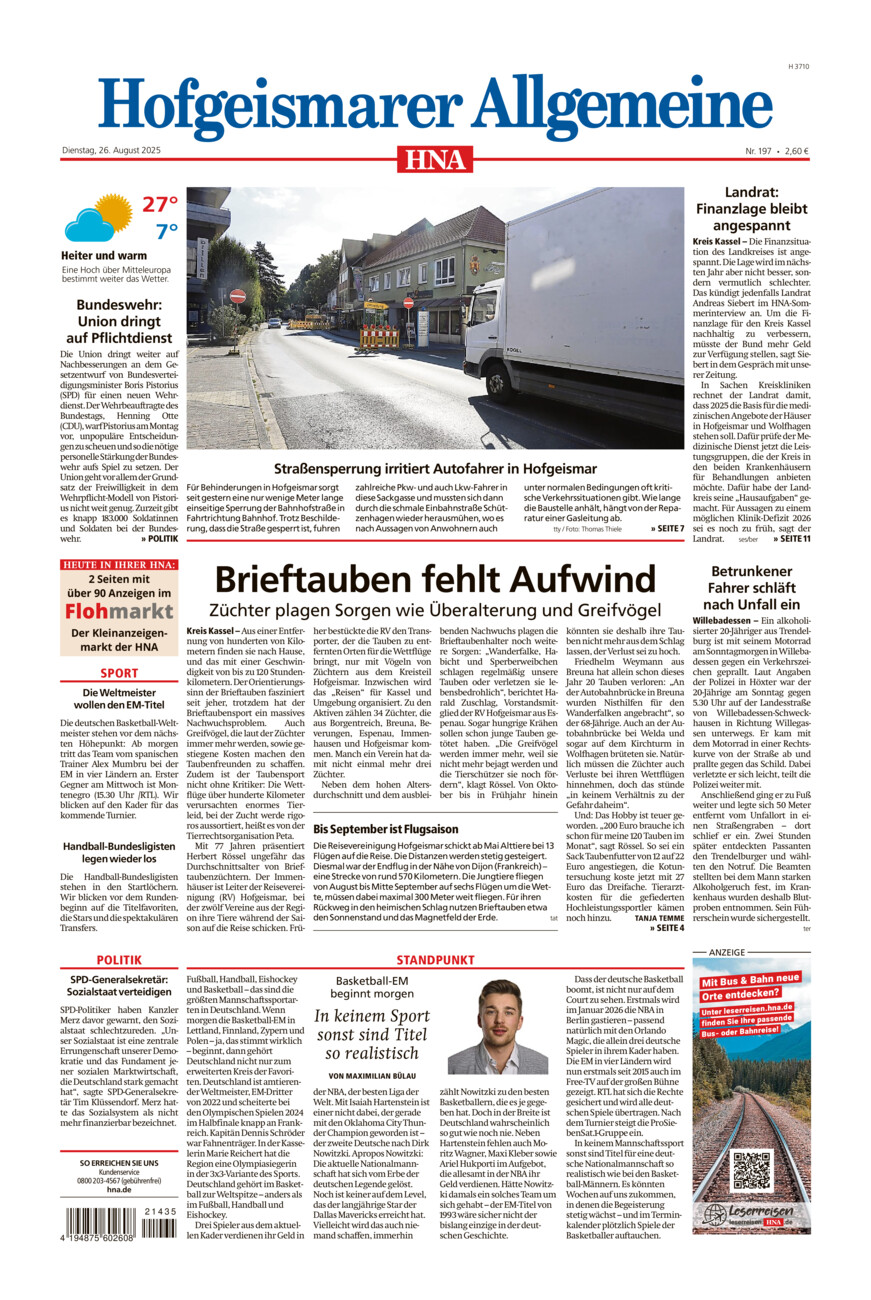Hofgeismarer Allgemeine vom Dienstag, 26.08.2025