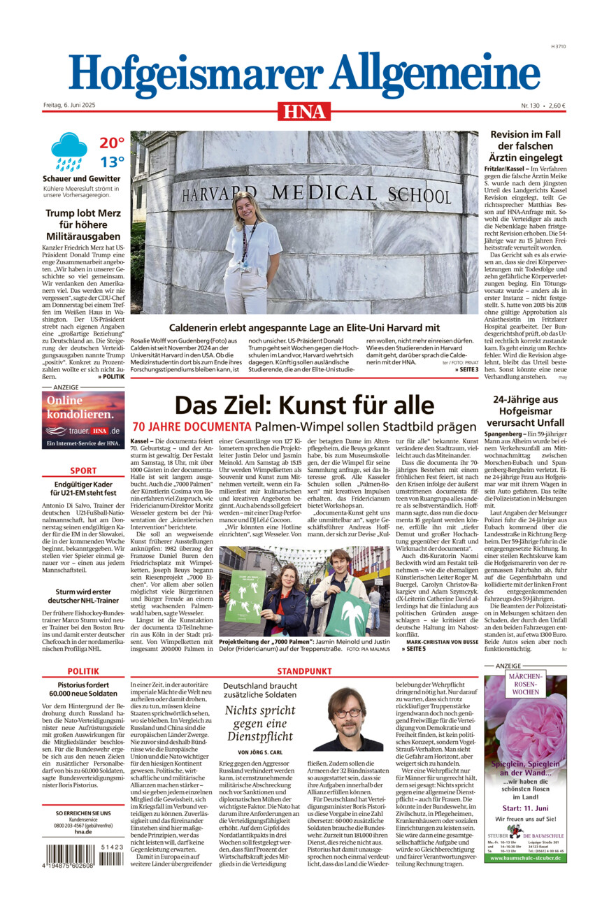 Hofgeismarer Allgemeine vom Freitag, 06.06.2025