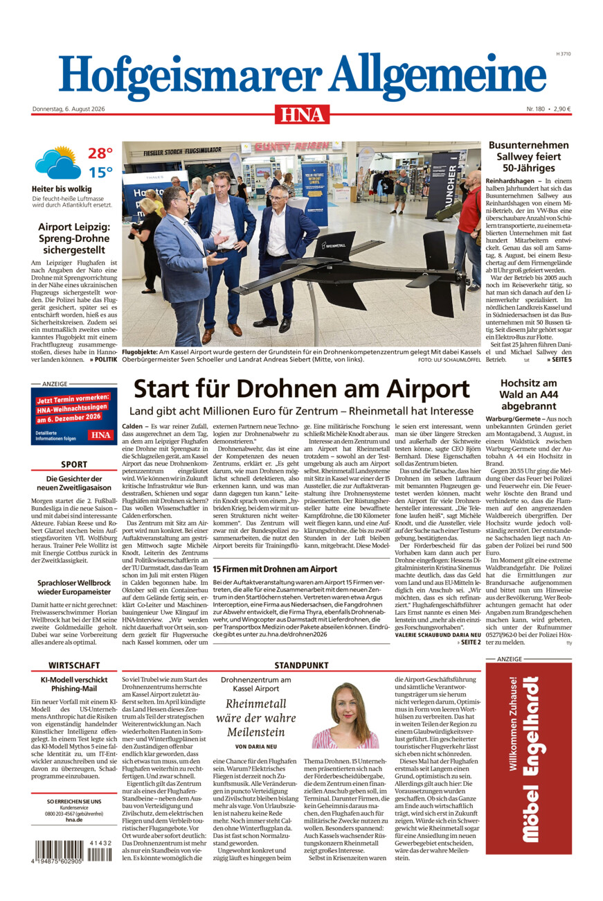 Hofgeismarer Allgemeine vom Donnerstag, 06.08.2026