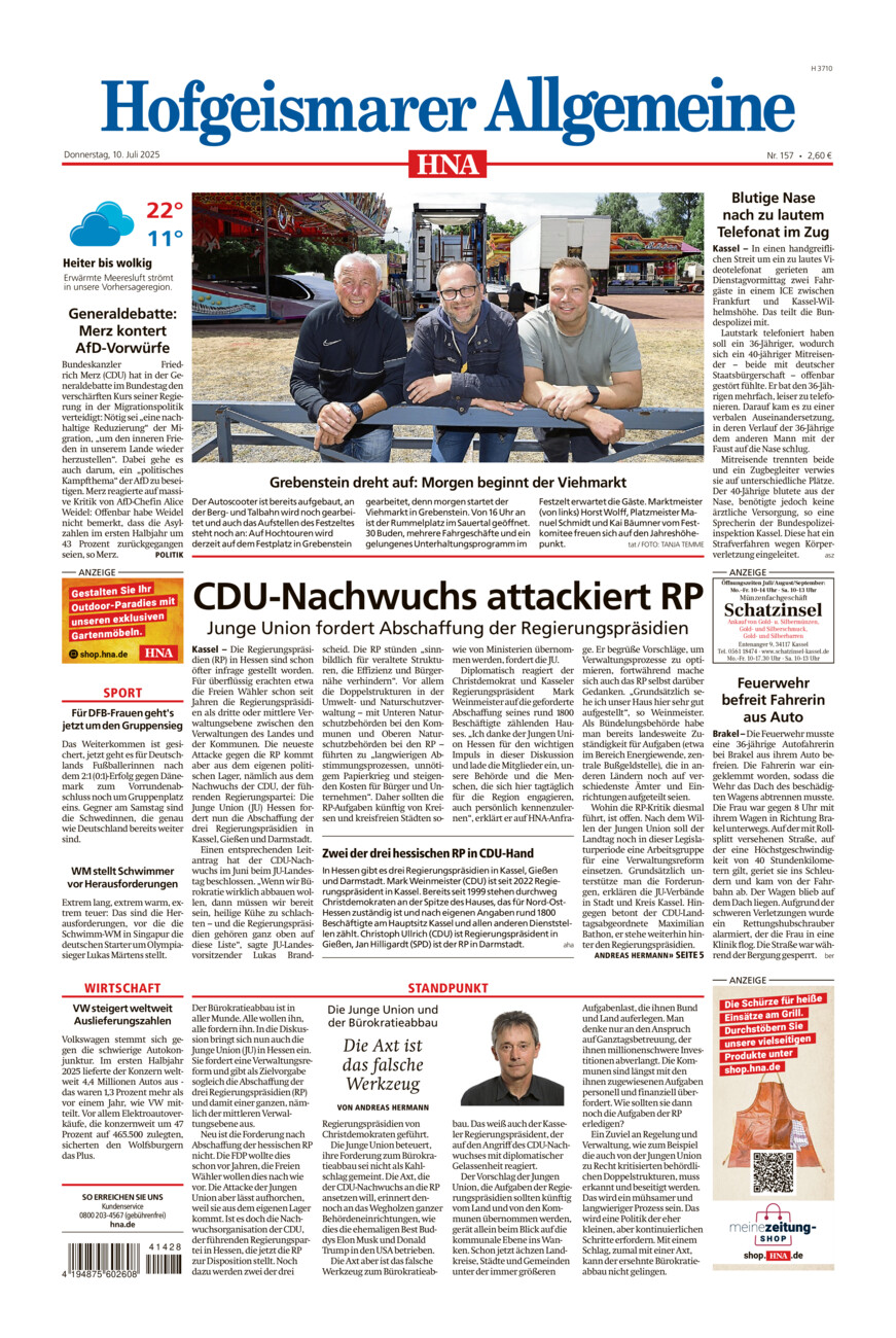Hofgeismarer Allgemeine vom Donnerstag, 10.07.2025