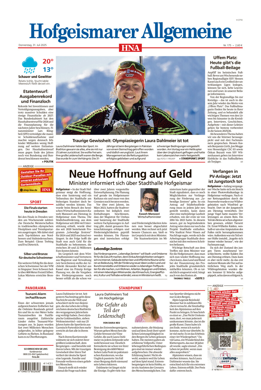 Hofgeismarer Allgemeine vom Donnerstag, 31.07.2025