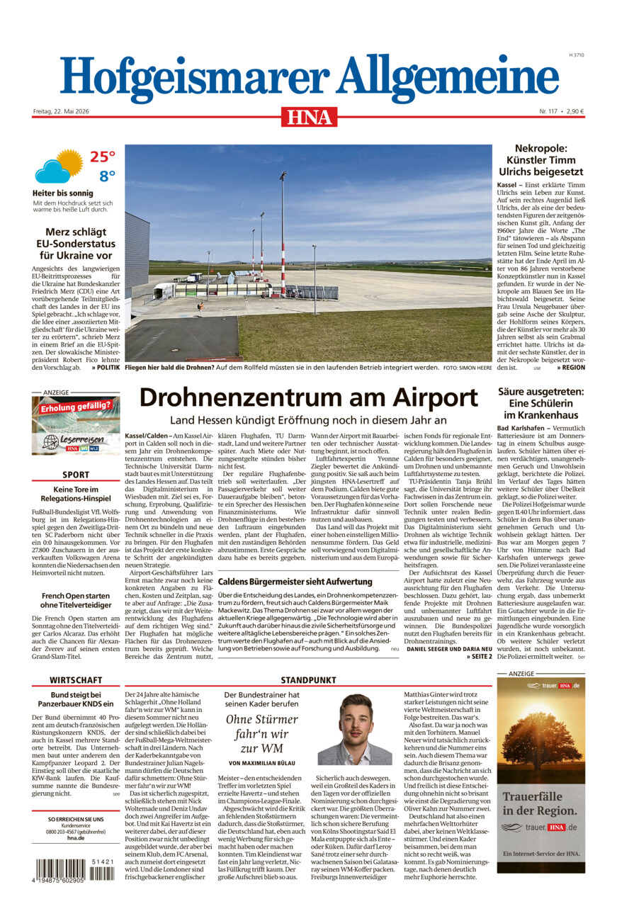 Hofgeismarer Allgemeine vom Freitag, 22.05.2026