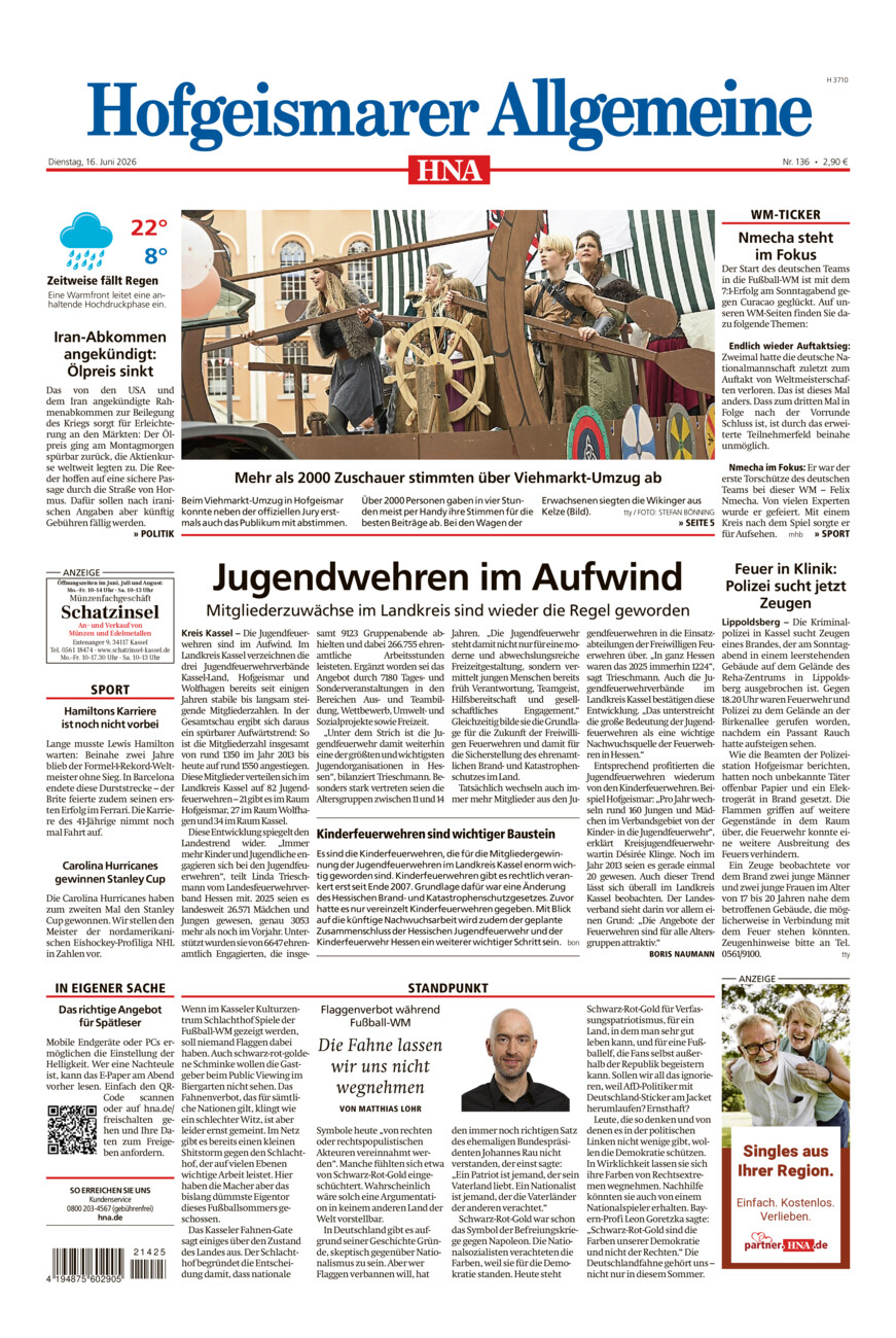 Hofgeismarer Allgemeine vom Dienstag, 16.06.2026