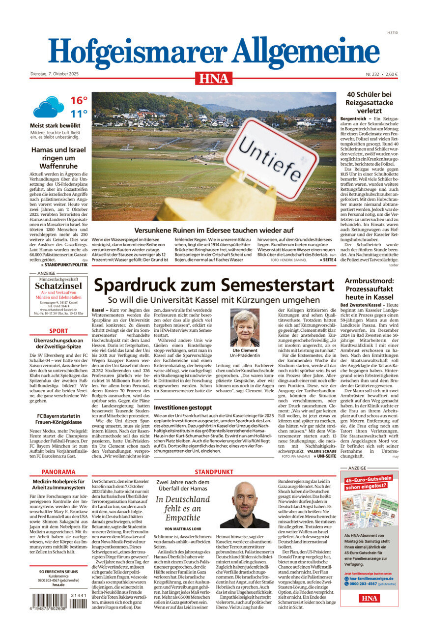 Hofgeismarer Allgemeine vom Dienstag, 07.10.2025