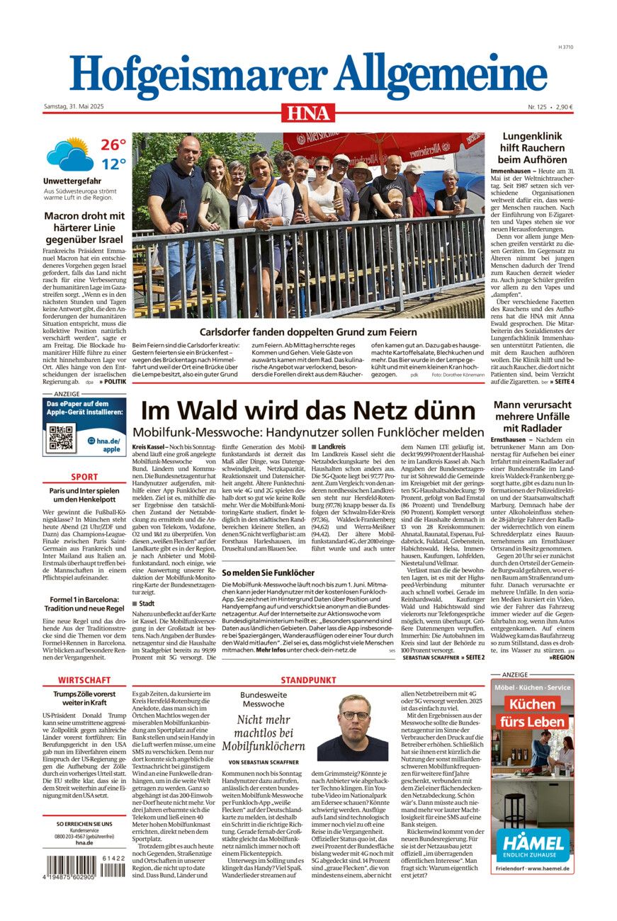 Hofgeismarer Allgemeine vom Samstag, 31.05.2025