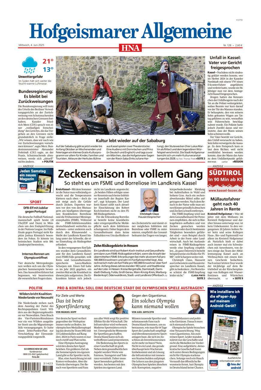 Hofgeismarer Allgemeine vom Mittwoch, 04.06.2025