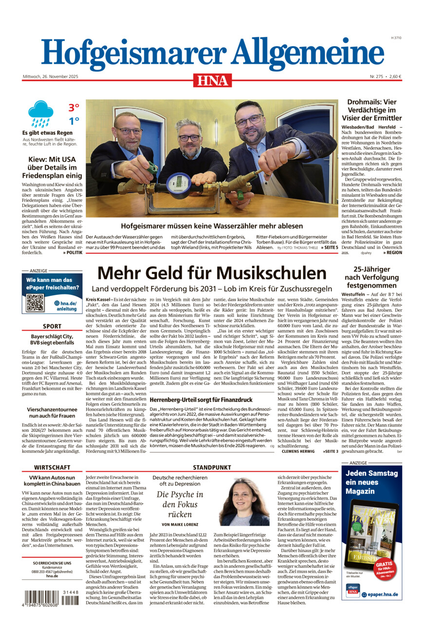 Hofgeismarer Allgemeine vom Mittwoch, 26.11.2025