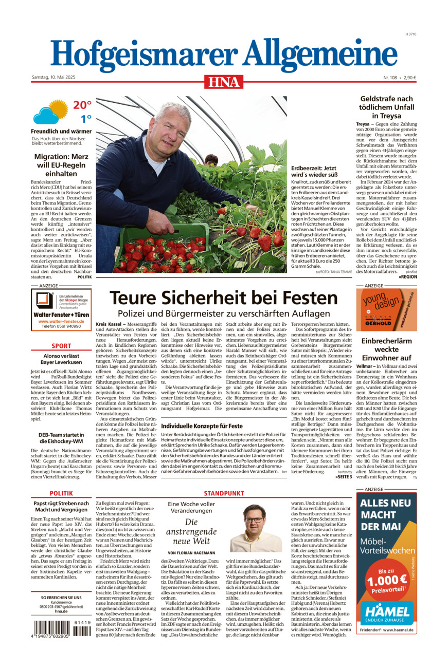 Hofgeismarer Allgemeine vom Samstag, 10.05.2025