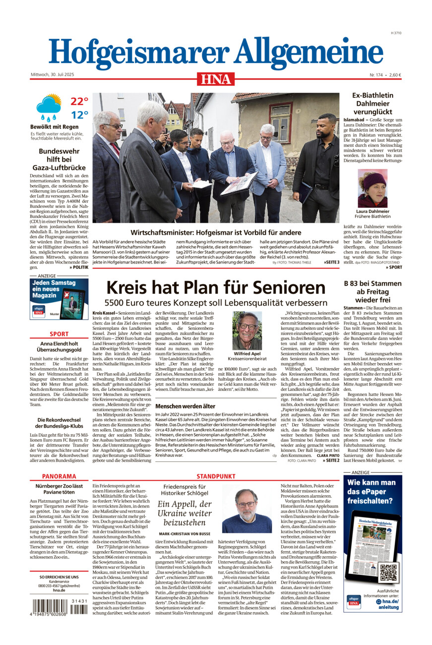 Hofgeismarer Allgemeine vom Mittwoch, 30.07.2025