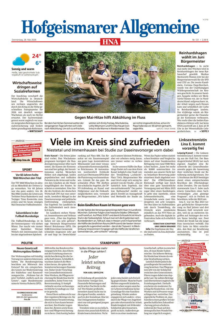 Hofgeismarer Allgemeine vom Donnerstag, 28.05.2026