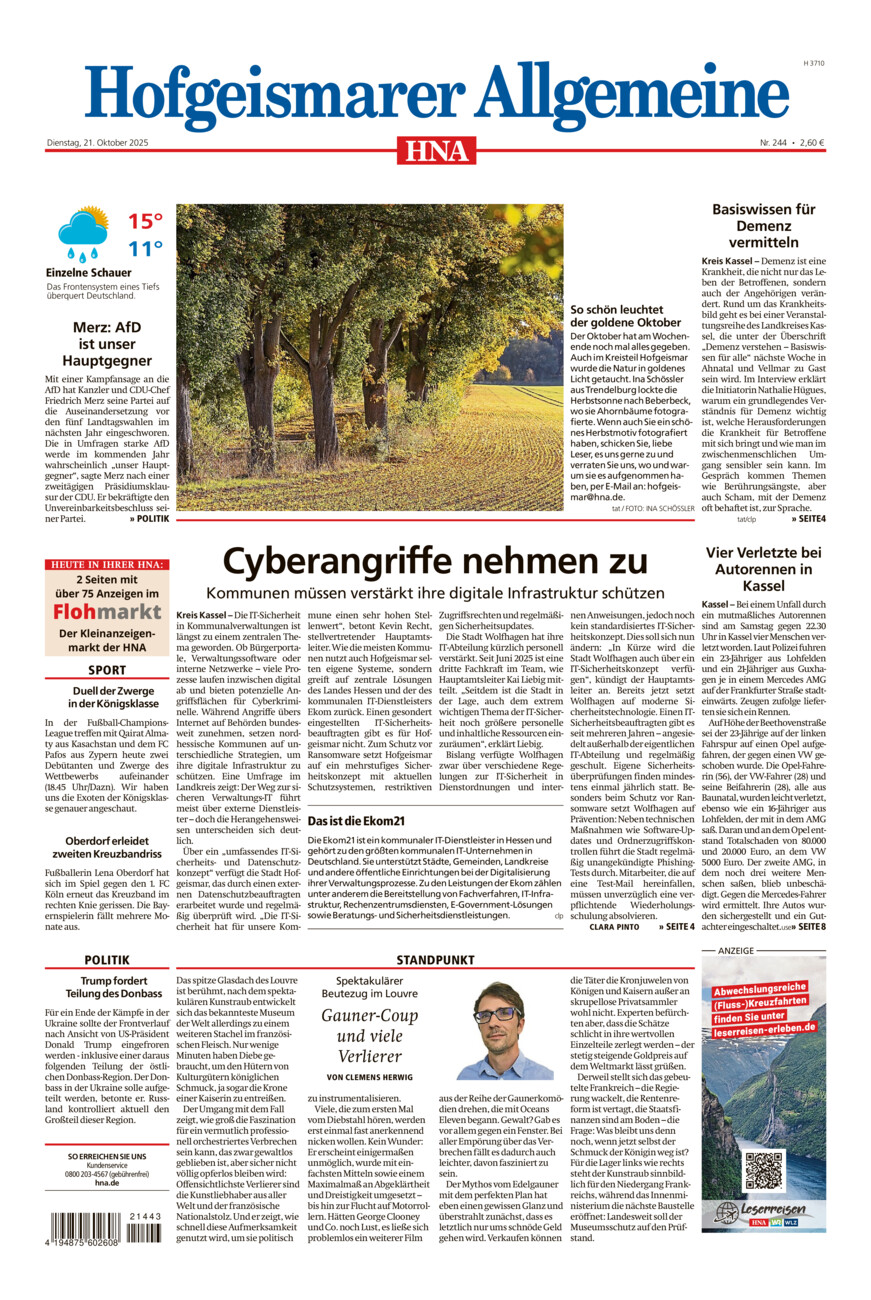 Hofgeismarer Allgemeine vom Dienstag, 21.10.2025