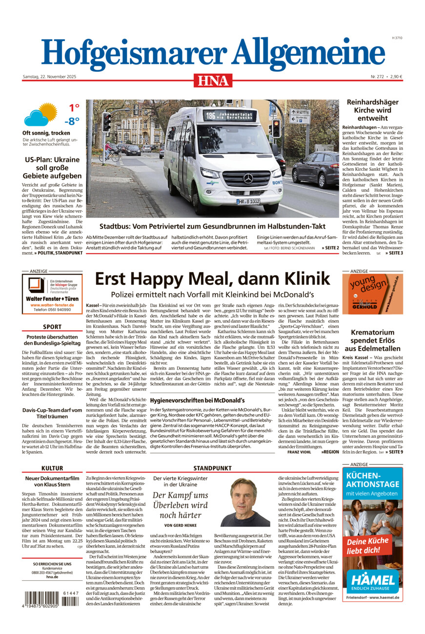 Hofgeismarer Allgemeine vom Samstag, 22.11.2025