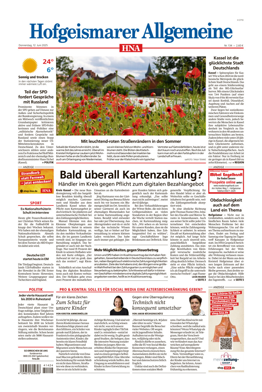Hofgeismarer Allgemeine vom Donnerstag, 12.06.2025