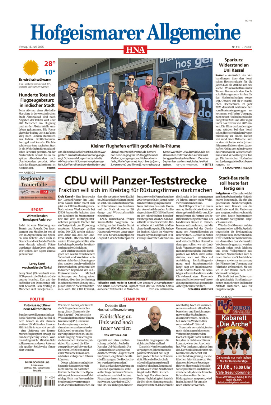 Hofgeismarer Allgemeine vom Freitag, 13.06.2025