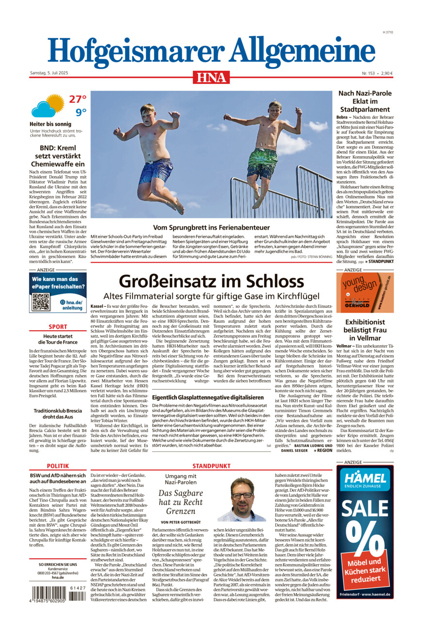 Hofgeismarer Allgemeine vom Samstag, 05.07.2025
