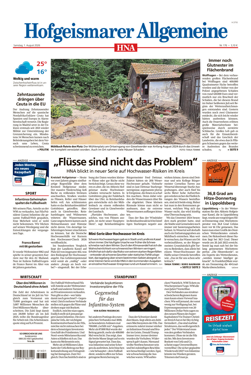 Hofgeismarer Allgemeine vom Samstag, 01.08.2026