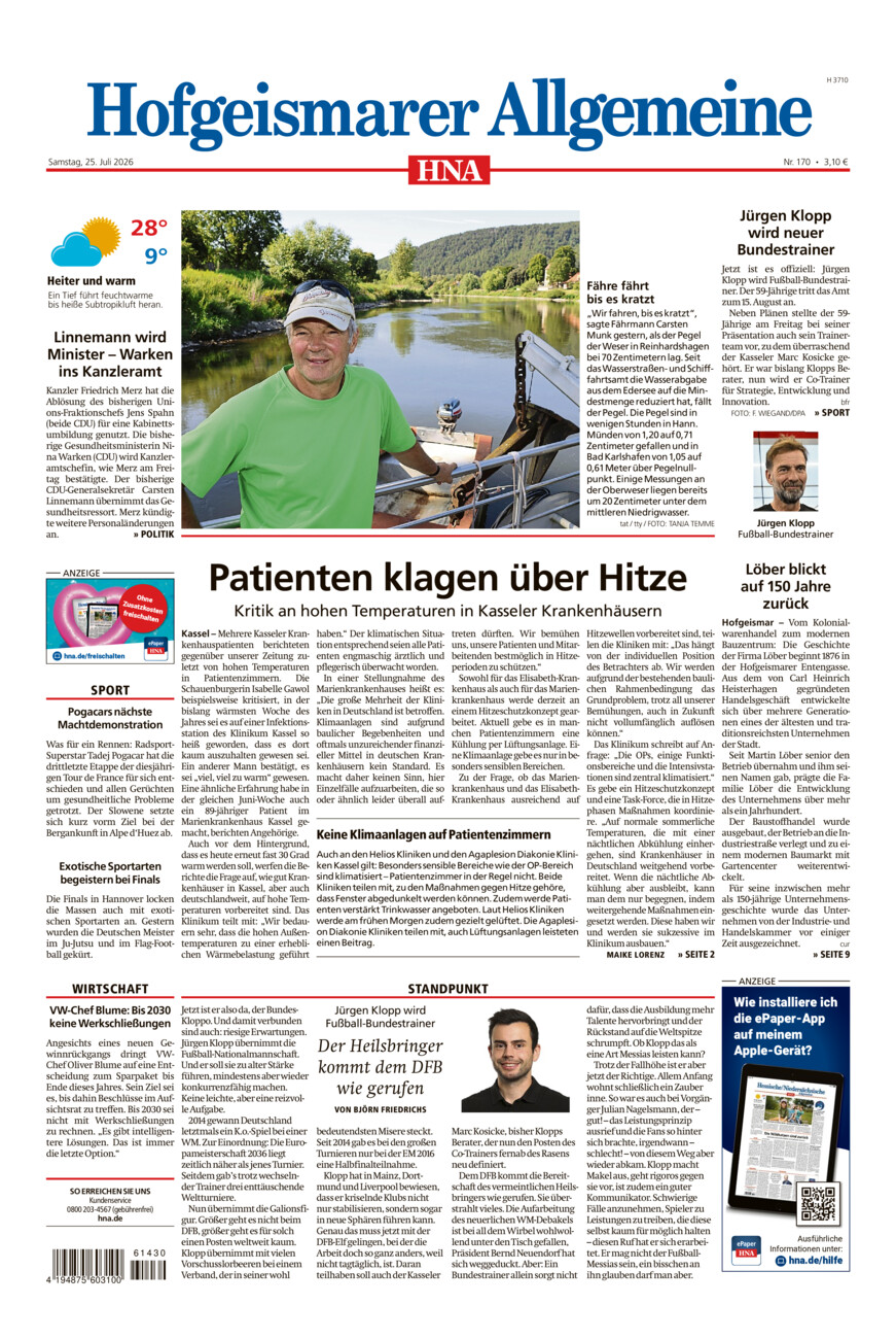 Hofgeismarer Allgemeine vom Samstag, 25.07.2026