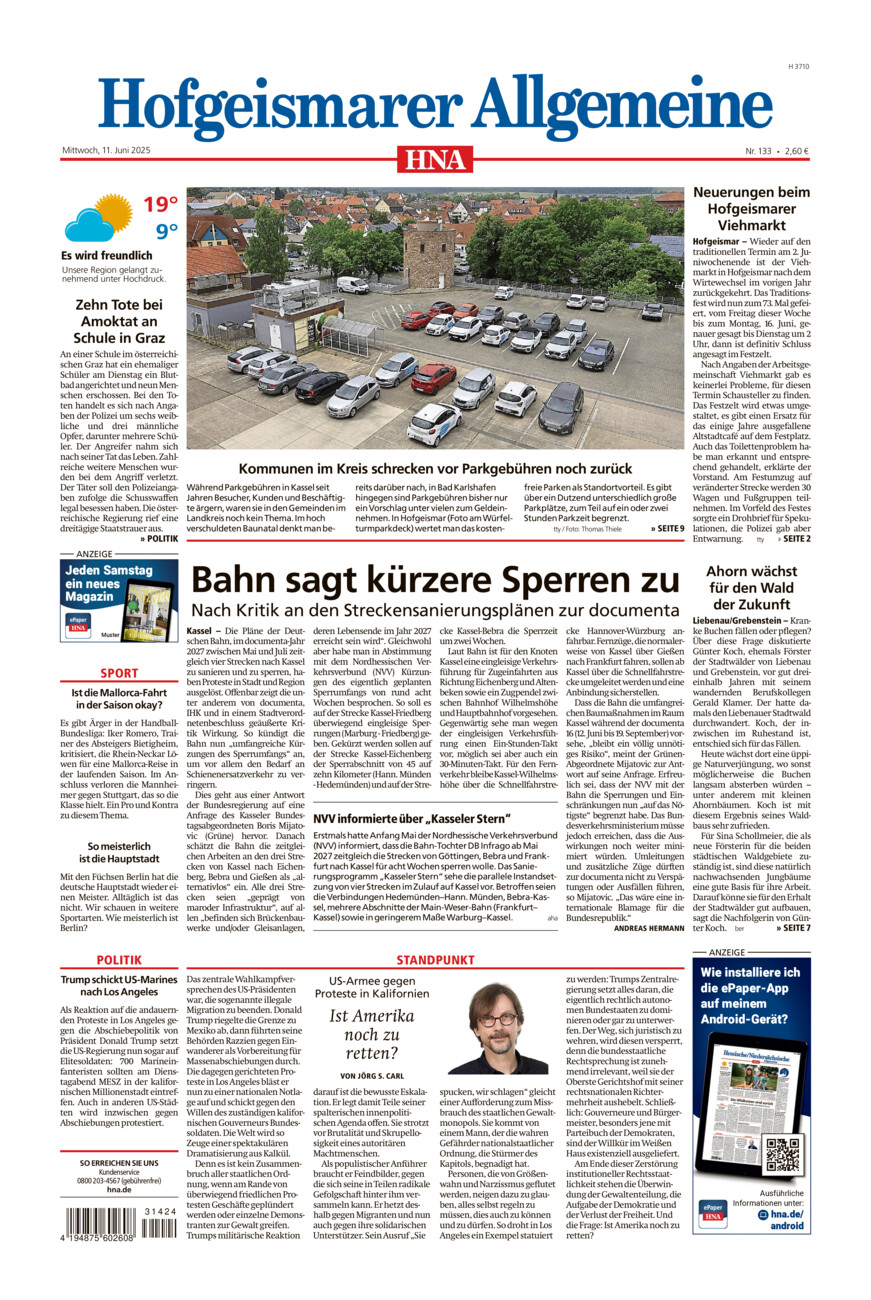 Hofgeismarer Allgemeine vom Mittwoch, 11.06.2025