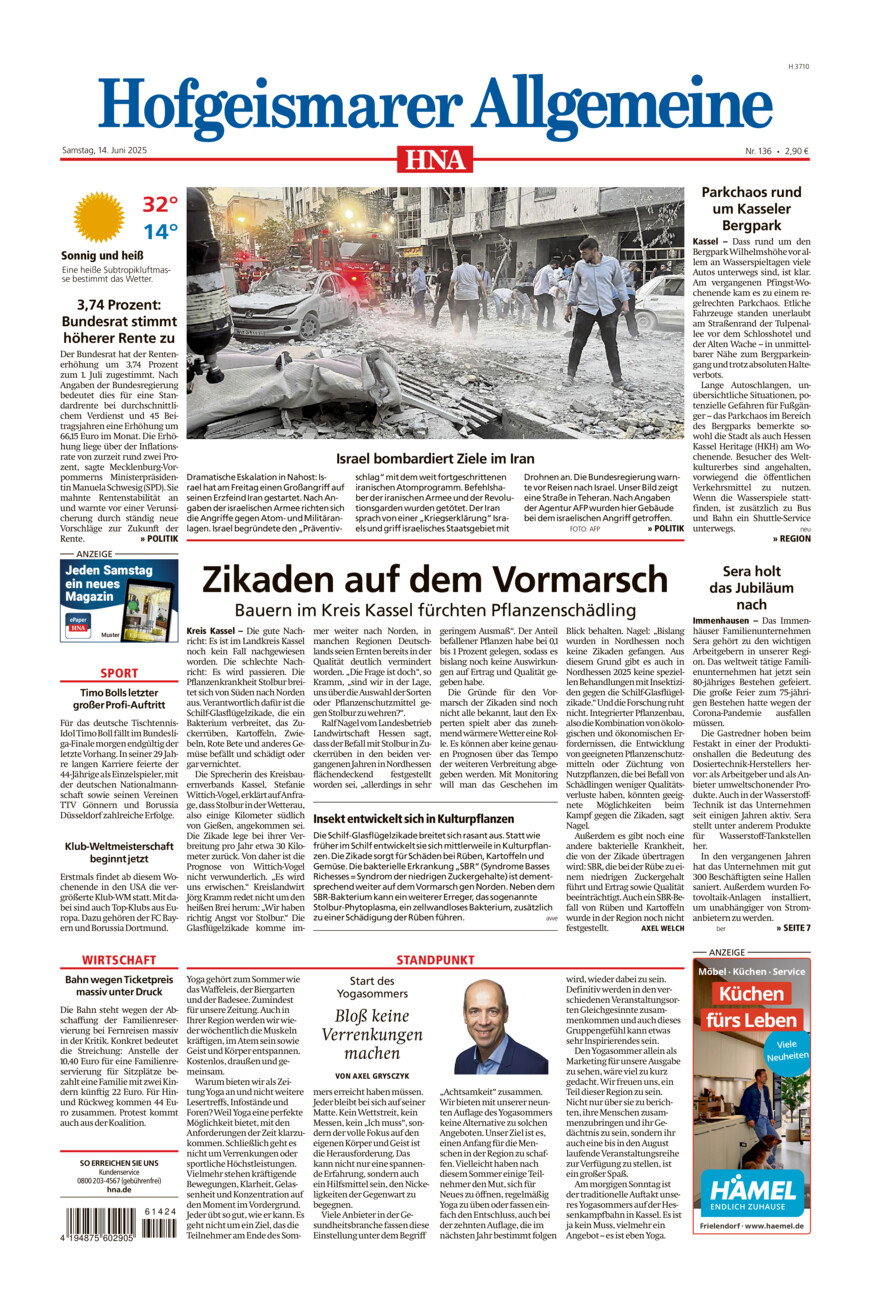 Hofgeismarer Allgemeine vom Samstag, 14.06.2025