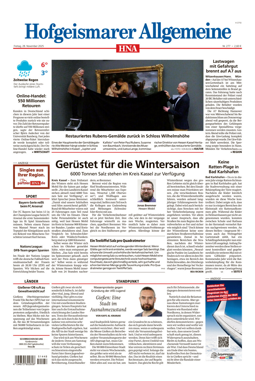 Hofgeismarer Allgemeine vom Freitag, 28.11.2025
