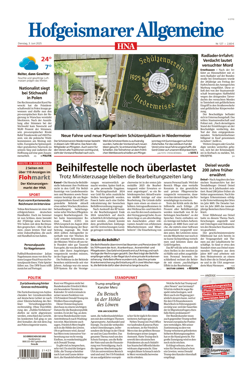 Hofgeismarer Allgemeine vom Dienstag, 03.06.2025