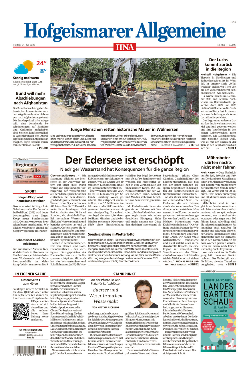 Hofgeismarer Allgemeine vom Freitag, 24.07.2026