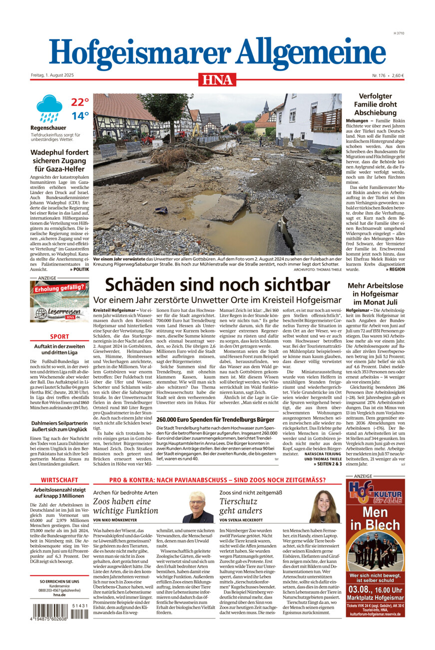 Hofgeismarer Allgemeine vom Freitag, 01.08.2025